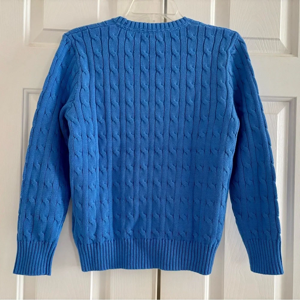 NWT Polo Ralph Lauren Yourh Cable Knit Blue Sweater Size M(10-12) - Picture 4 of 6